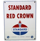 VINTAGE STANDARD RED CROWN GASOLINE PORCELAIN SIGN AMERICAN OIL TORCH GAS