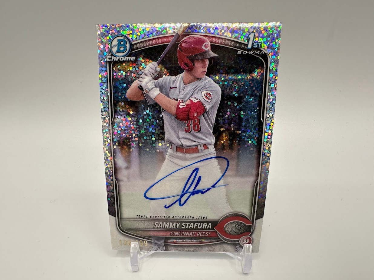 2025 Bowman Sammy Stafura Chrome 1st Prospect Speckle Auto 138/299