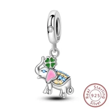 MULA 925 Sterling Silver DIY Charm AAA CZ Clover Elephant For Women Bracelet