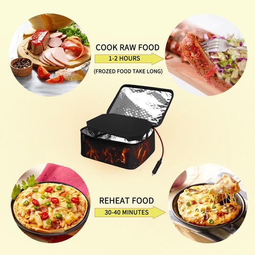 Portable Electric Heated Heating Lunch Box 12V Car Mini Microwave Oven Lunch Bag - Picture 2 of 12