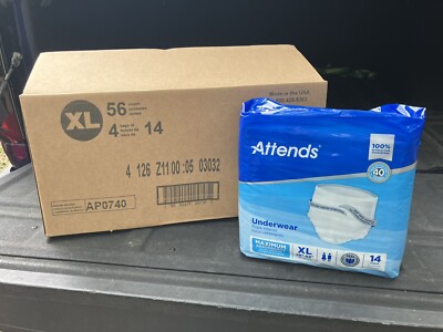 Attends adult disposable underwear Size XL Unisex Case Of 56 *Read For Autism*