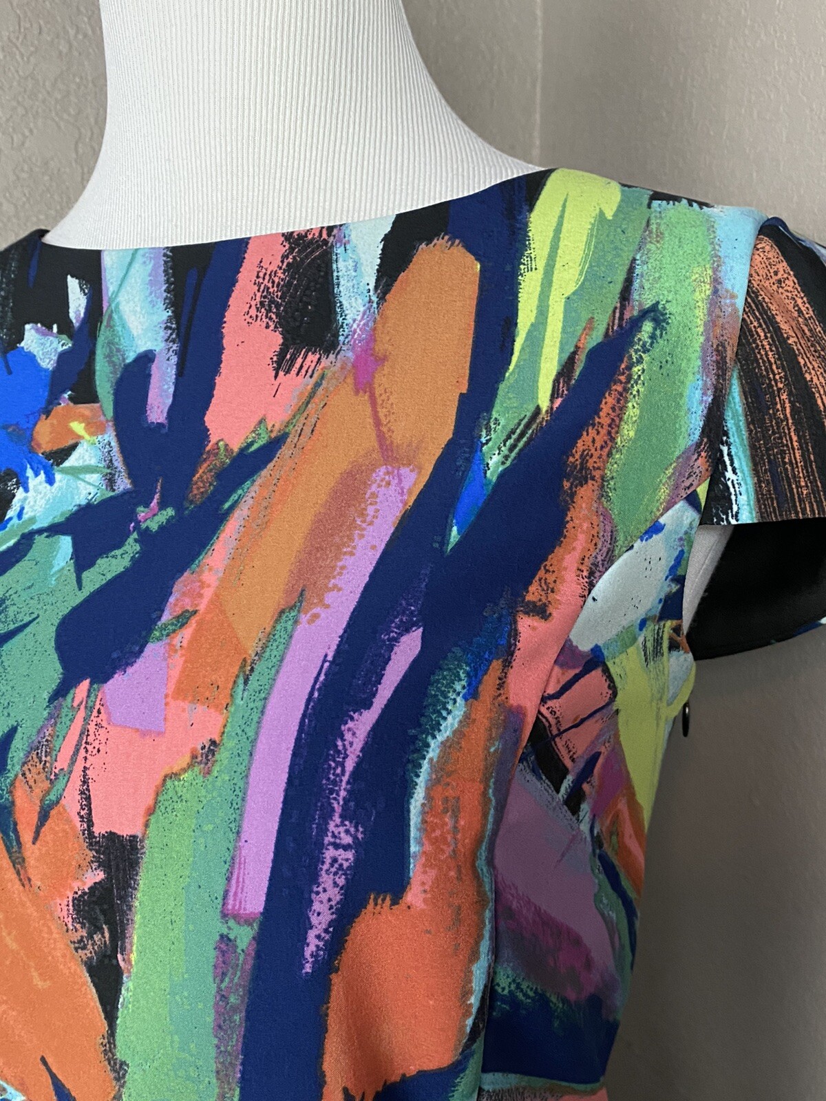 Maia Splatter Print Open Back Crepe De Chine Shea… - image 3