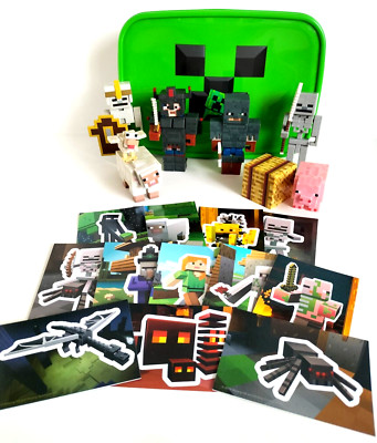 Minecraft Figuren Konvolut Dungeons Battle of Fiery Forge & Brotdose Aufkleber Set