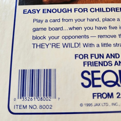 SEQUENCE Game Of Strategy With Board Cards Chips Complete Vintage 1995 Jax - Picture 15 of 16