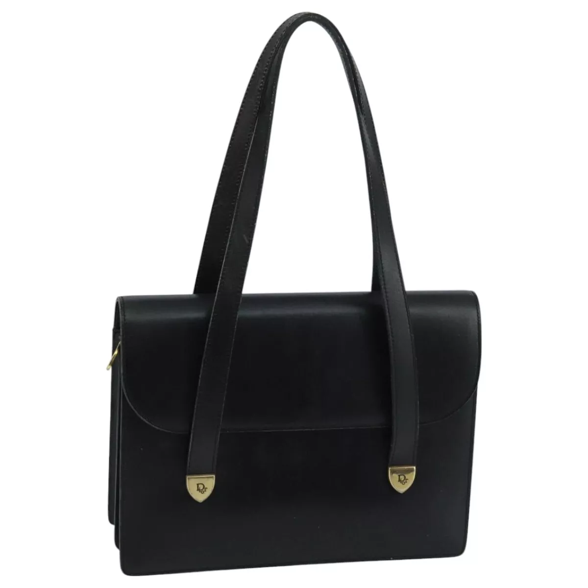 Sac à main Christian Dior cuir noir or authentique 104544