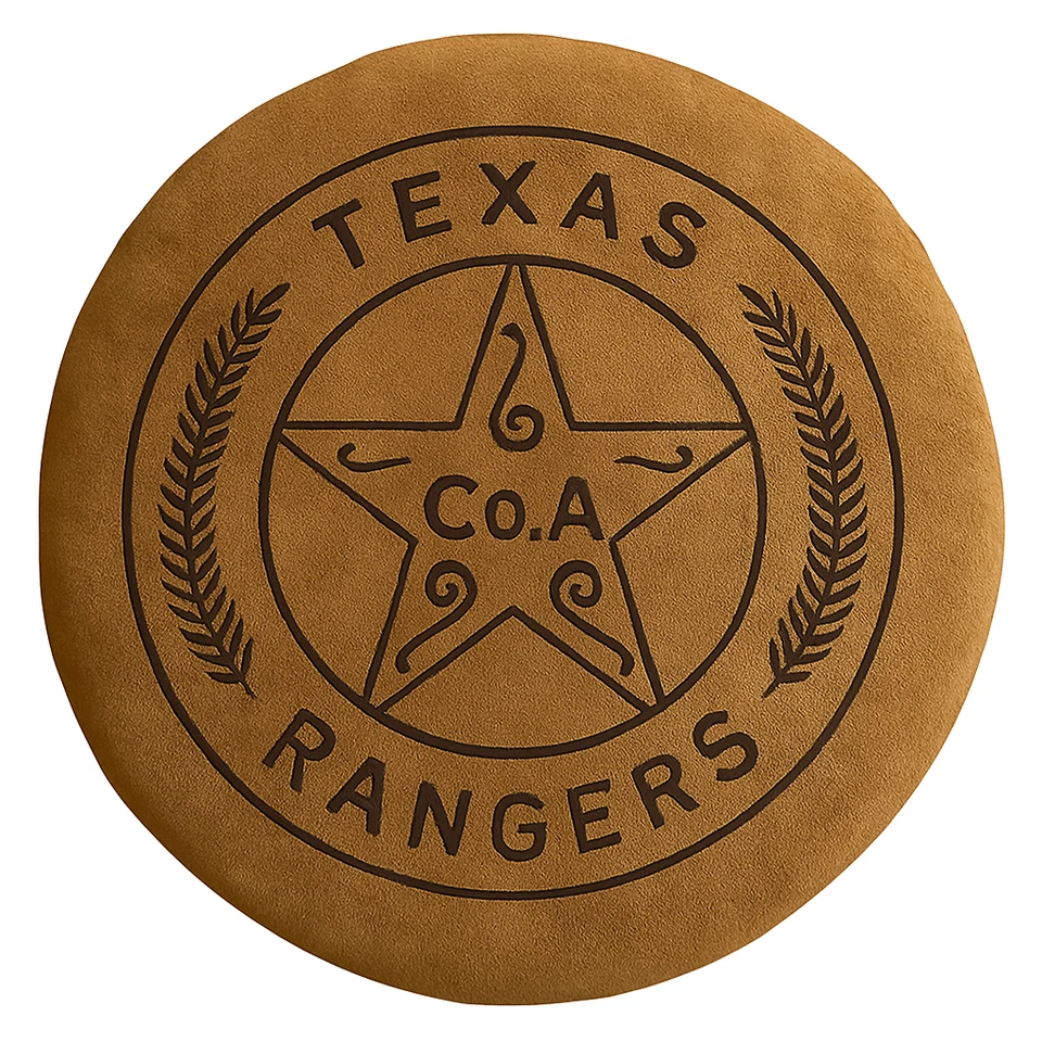 Taburete de bar de madera espresso Texas Rangers - cuero occidental - decoración policial Foto 4 de 4