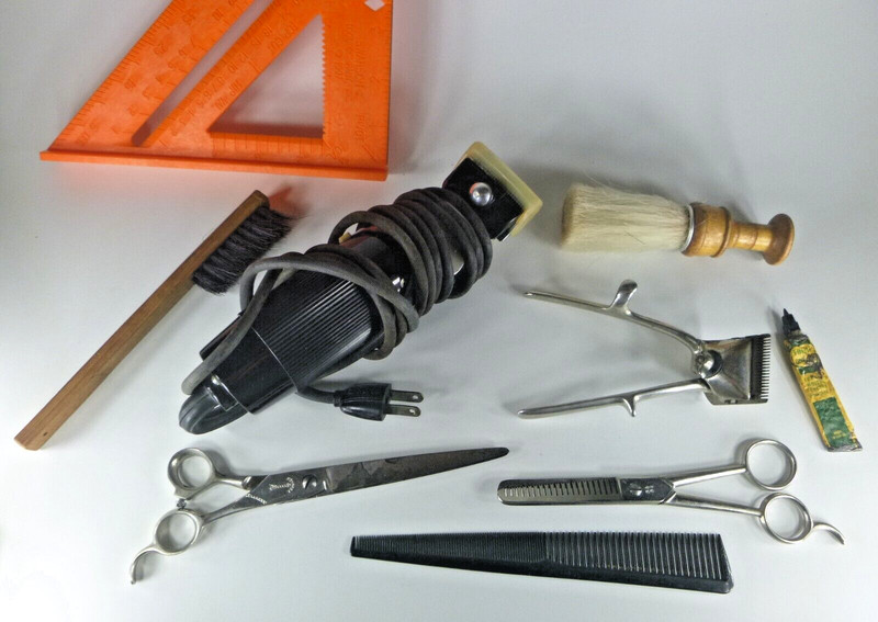 Vintage Hair Clippers - electric & manual with scissors and accessories