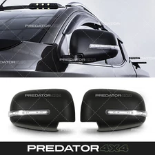 BLACK DOOR MIRROR COVERS WITH LED TURN SIGNAL FOR MITSUBISHI L200 TRITON 2015-18