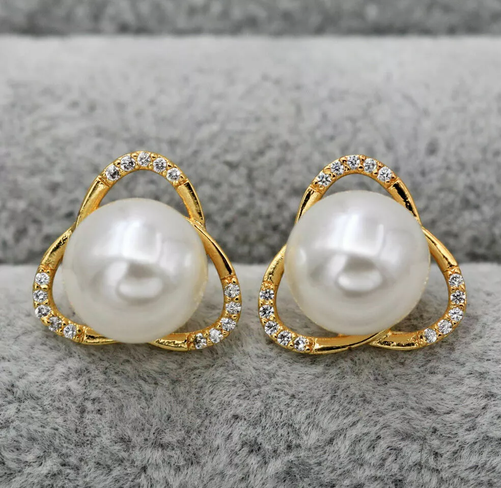 Triangle Shaped Big Statement Pearl Stud Earrings for Women - Surround –  Aferando