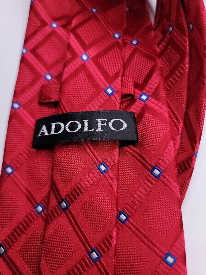Corbata formal Adolfo para hombre 57"Lx3,75"W corbata de cuello roja Foto 3 de 4