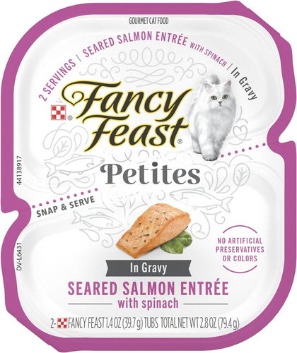 Purina Gourmet Gravy Wet Cat Food, Petites Seared Salmon with Spinach Entree - - Picture 12 of 12