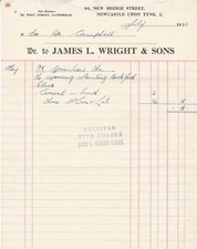 JAMES L. WRIGHT & SONS, Newcastle 1953 Repainting Back Yard,Etc Invoice Rf 48623