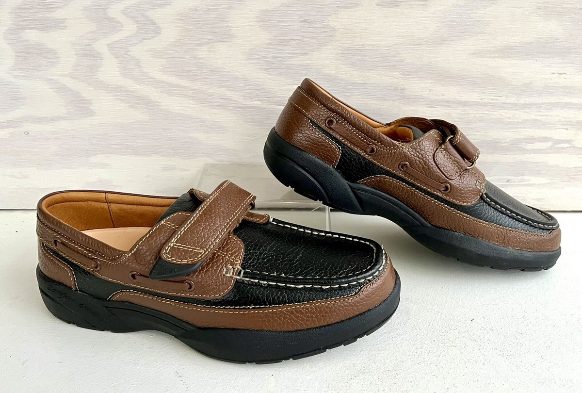 Mens Dr. Comfort Mike Black\\Brown Leather Upper\\Lining Shoes Size 10M Dr Comfort Mike Casual Boat Shoes Diabetic Leather Hook and  main image 3
