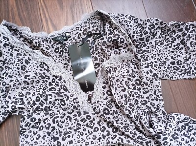 Apart Kleid Gr. 34 XS  Leopardenmuster grau schwarz Unterkleid NEU m. Etikett