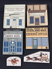 1989 Cats Meow Village 4-Pc WILD WEST SERIES + 2 Acc Saloon Gun Store Wyatt Earp