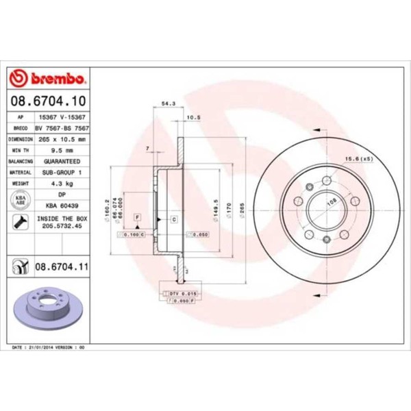 Brembo 2X Bremsscheibe Hinten 265 Voll FüR Renault Espace Iii JE0_-image