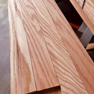 COMMERCIAL FOREST PRODUCTS 3/8" x 2" x 1-4' Unfinished Red Oak Solid Flooring T&G Craftsman-style 3 SQFT