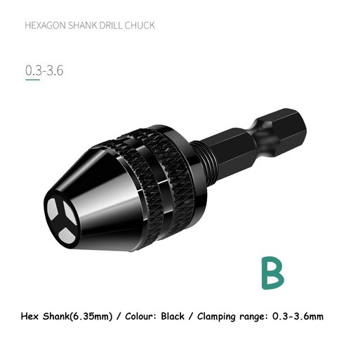 Keyless Drill Bit Chuck Hex/Round Shank For Dremel Accessories Adapter Converter - Picture 8 of 13