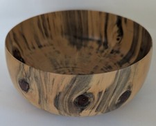 Vintage Hawaii Wooden Bowl Norfolk Pine Round Signed 6"