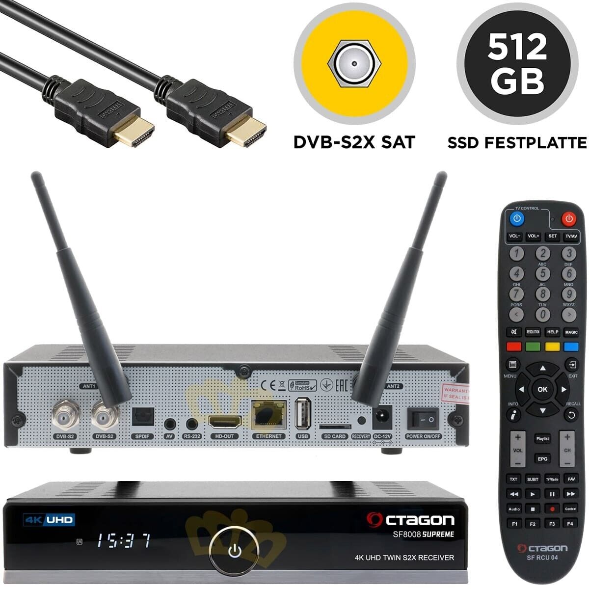 Thumbnail - Octagon Sf8008 Supreme Twin 4k 2xdvb-s2x Uhd Linux E2 M.2 Wifi Sat