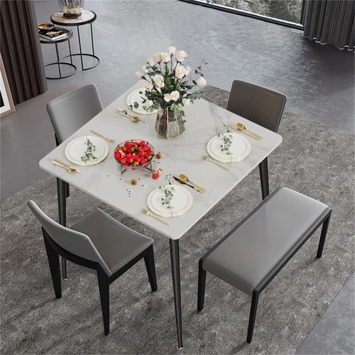 Contemporary Dining Table Compact Kitchen Room Breakfast Desk Marble Furniture