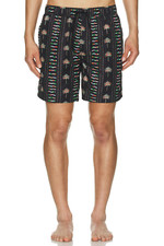 Scotch Soda Amsterdam Men's All Over Palm Print 6" swim shorts Black Small