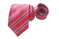 PINK MEN'S TIE RED/PLAIDS  CHECKS WIDTH: 3.7/8" LENGTH: 57"
