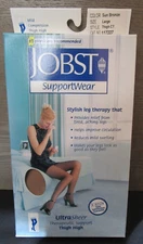 JOBST UltraSheer Thigh High Closed Toe 8-15mmHg Sun Bronze Sz. Large Lace Band