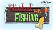 CRAFTECAFE FISHING TITLE premade paper piecing scrapbook die cut piece page 3D