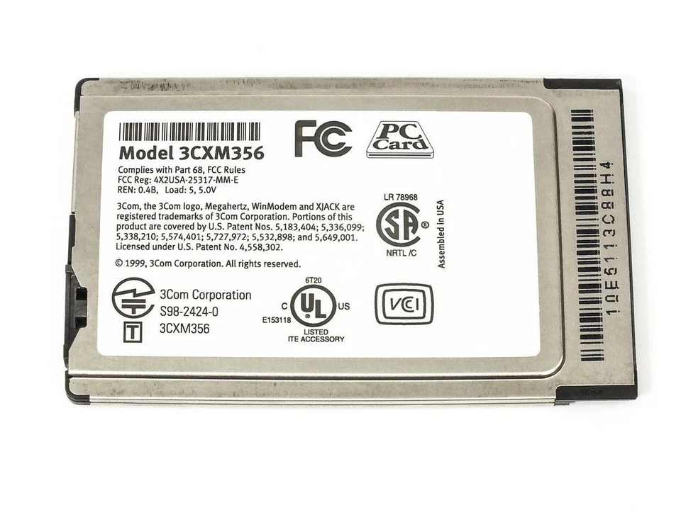 3COM Megahertz 56k WinModem PC Card - Xjack Connector 3CXM356 - Image 2 of 4