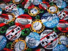Cotton Fabric By The Yard Sports Varsity Baseball Baller Striker Club Navy PC