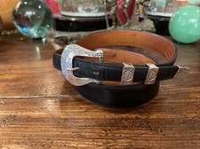 Navajo James Reid style Sterling Silver Belt Buckle 35-36-1.25-.75