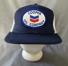 New VTG 80/90s Blue/White Chevron Cooper Oil Company Trucker Hat Cardinal NJ