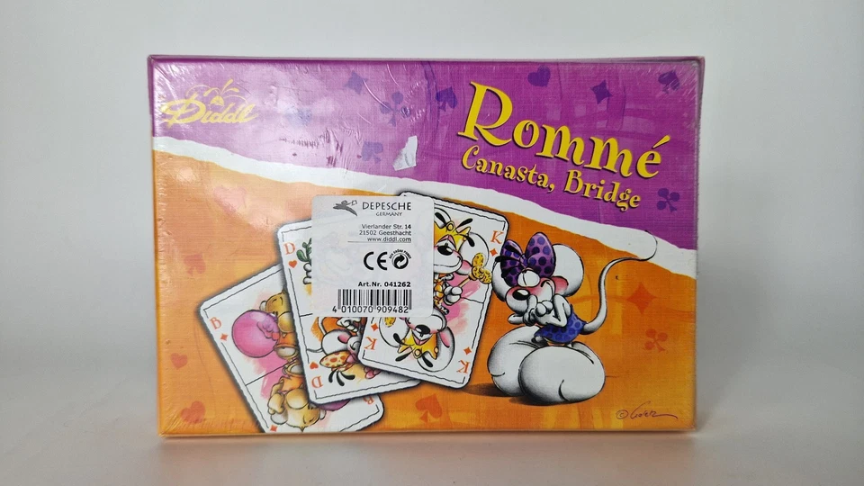 Kartenspiel klassisches Kartendeck Diddl Rommé Canasta Bridge lila orange NEU - Bild 2 von 2