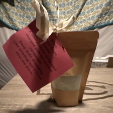 Beige Bath Salts Stand-Up Pouch with Ribbon Tag, Unisex Scented Relaxing Spa