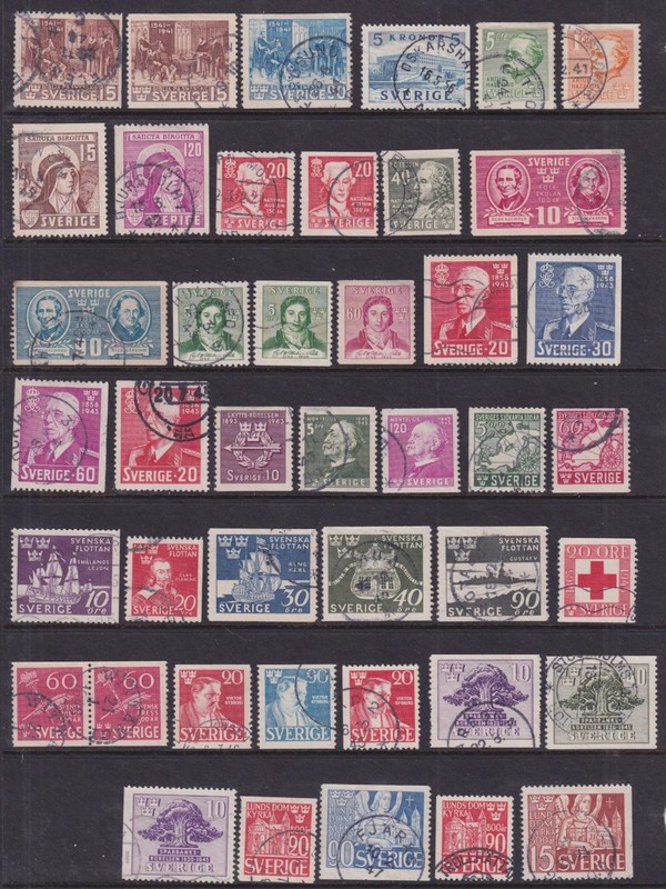 Sweden Used 1941-1949 Commemorative Issues 73 Stamps SCV $80