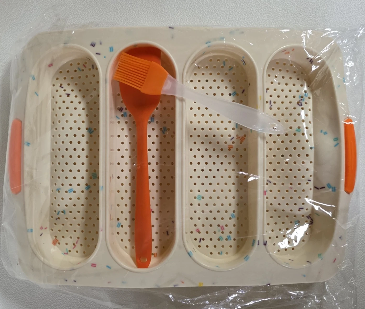 Silicone Baking Pan Baguette French Bread Flexible Pan Set of Two with Utensils