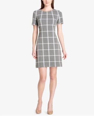 Tommy Hilfiger Plaid Windowpane Shift Dress NWT 6 Office Career Classic Preppy