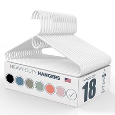 Heavy Duty Clothes Hangers 18 Pack – Made in the USA – 8lb Capacity