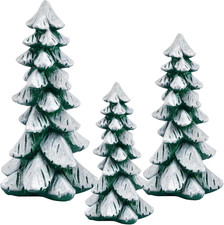 Resin Christmas Tree Figurines, 3pcs Snow-Dusted Tabletop White-green