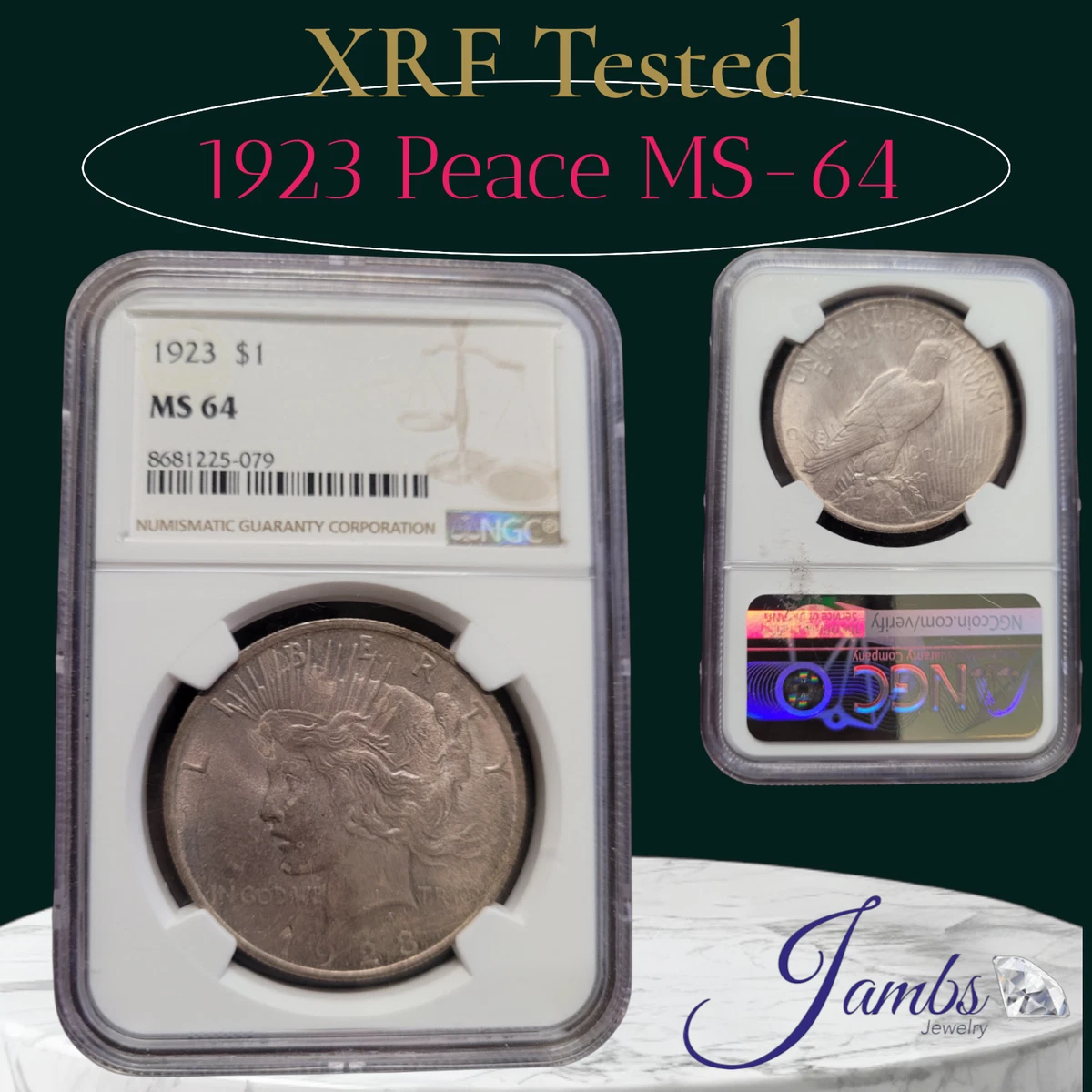 MS 64 Graded 1923 Year NGC Certified Peace Dollars (1921-1935) for