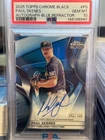 PAUL SKENES 2025 TOPPS CHROME BLACK #CBA-PS AUTO BLUE REFRACTOR  /150 PSA 10 GEM