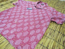 Vintage Japan Kimono remake Hawaiian Aloha Shirt Silk Rare M 00187 NEW