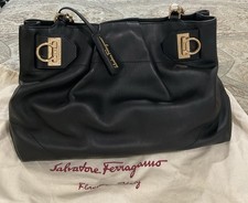 Ferragamo Gancini Black Leather Shoulder Bag ...
