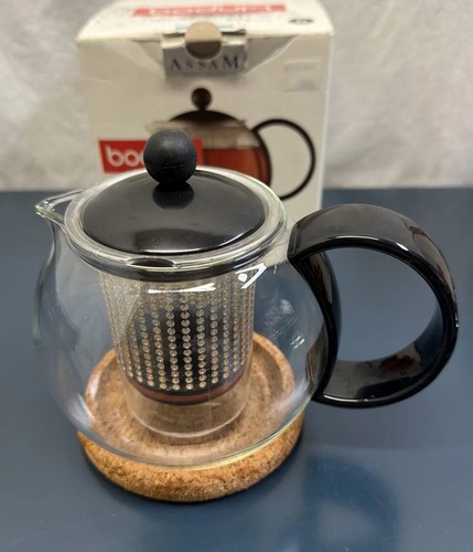 Bodum Tea Pot French Press Round Glass Body Germany 1 Pint Assam Infusion - Foto 1 di 11