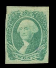 US 1863 Civil War - CSA - Washington  20c green  Scott # 13  mint MH VF