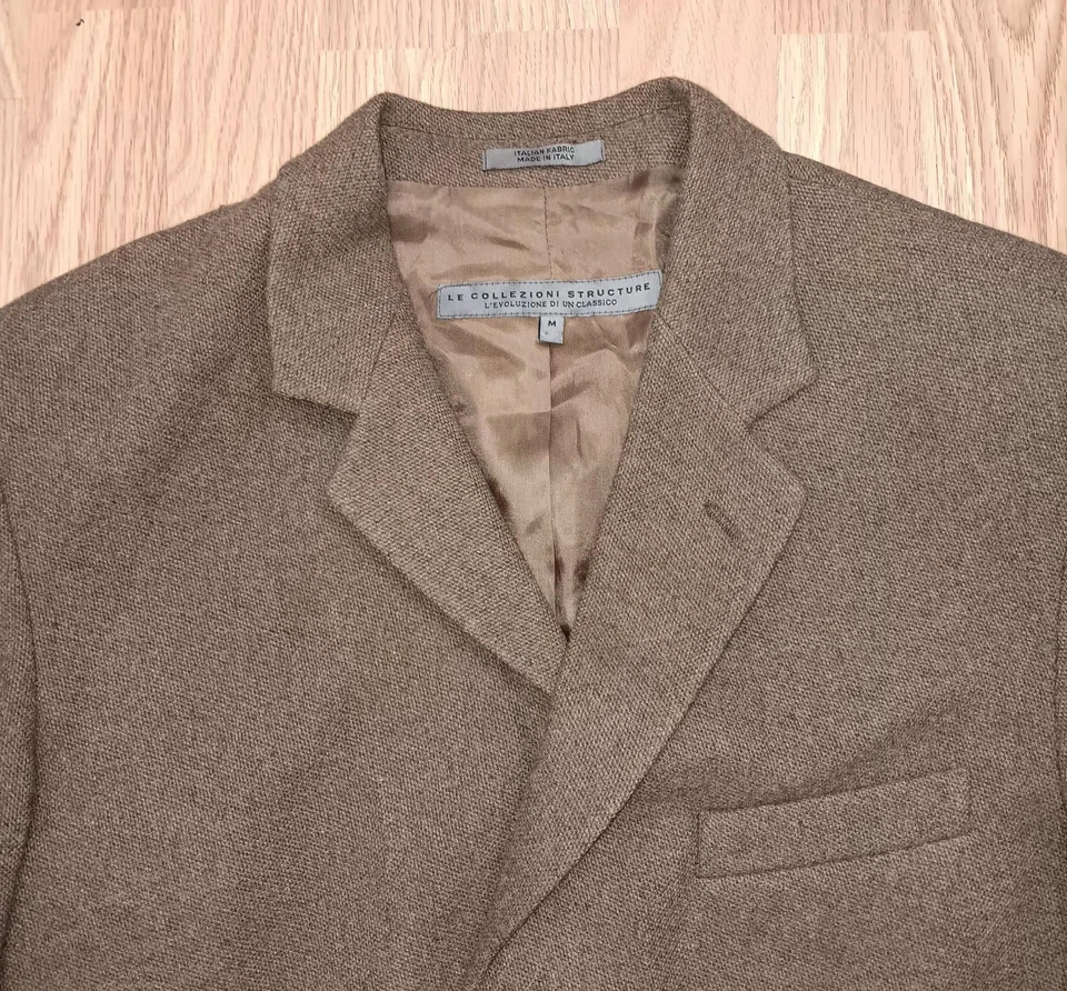 VTG Structure Le Collezioni  Men's Medium Brown Wool Blend Blazer Retro Italy - Image 4 of 4