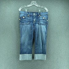 Rock Republic Janice Capris Womens 28 Blue Denim Cropped Cuffed Stretch