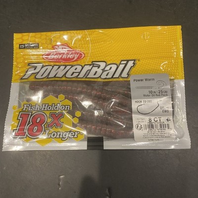 Berkley Power Bait 10'' Power Worm Motor Oil Red