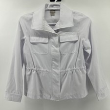 Chico s Jacket Women s Size 1 US 8-10 White Cotton Multi-Seasons Medium
